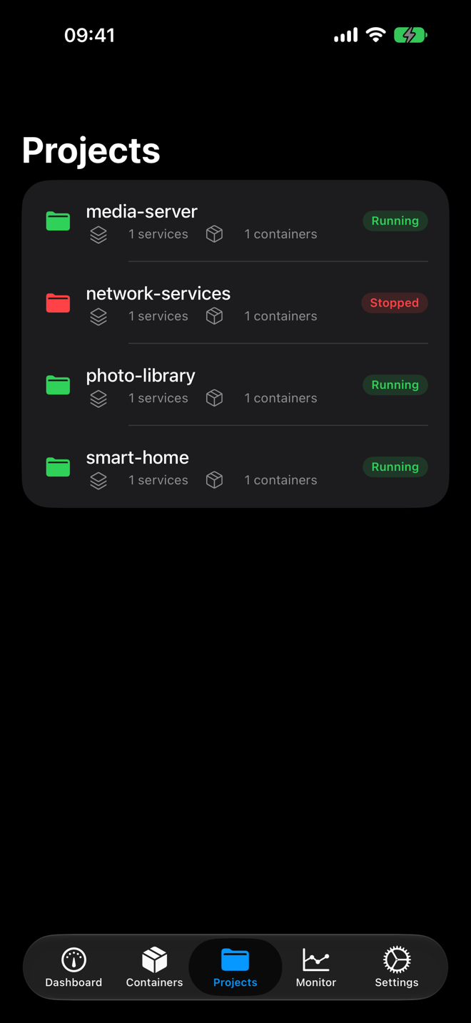 Compose projects list